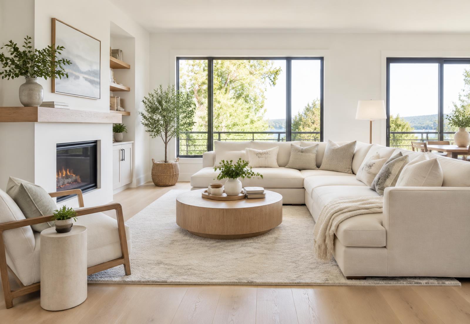 Bright, tidy living room interior with natural light — representative cleaning imagery